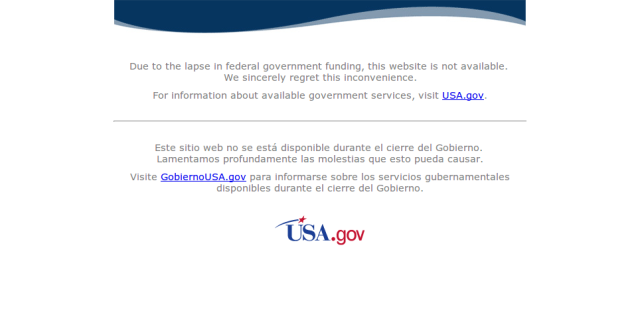 The US government's data.gov home page on 1 October 2013.